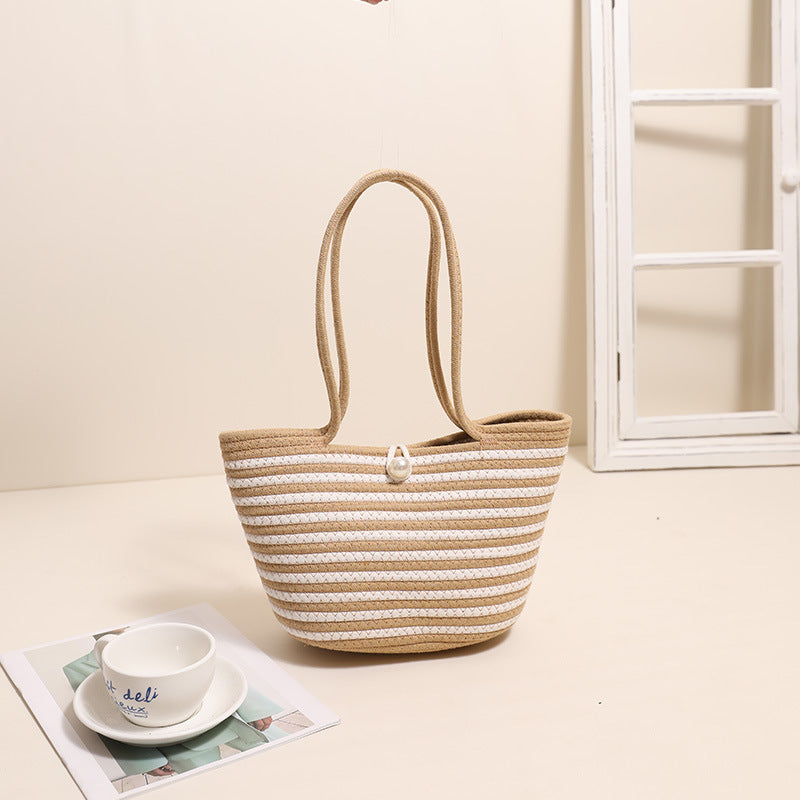 Trendy Basket Bag with Stylish Striped Pattern Stornfield