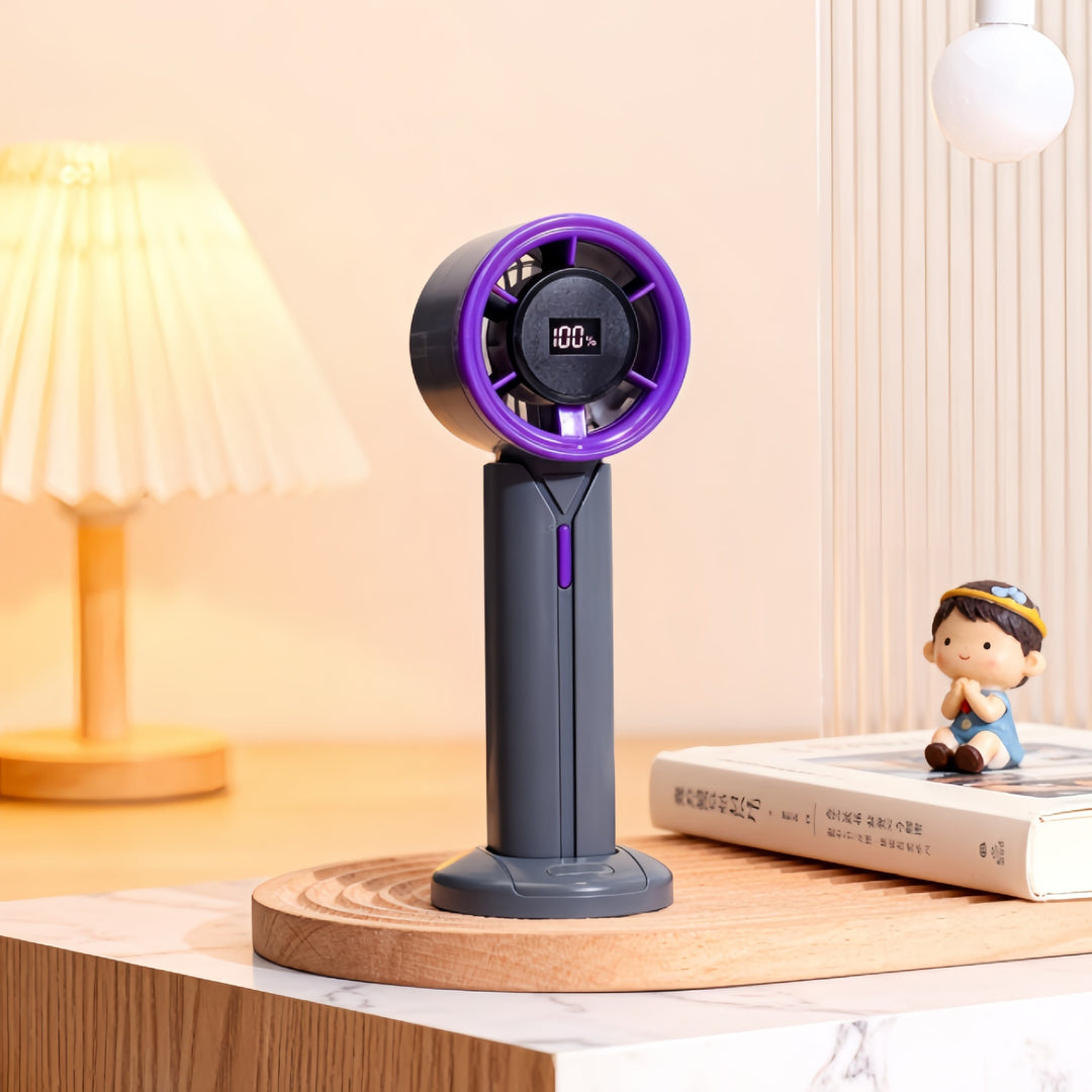Ladies Portable Hand Fan with LCD Digital Display and USB Charging Function Stornfield