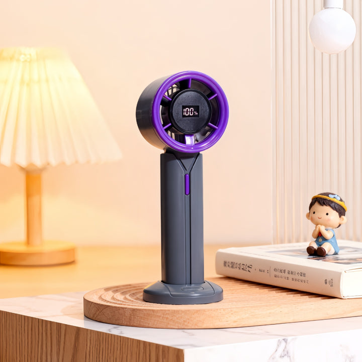 Ladies Portable Hand Fan with LCD Digital Display and USB Charging Function Stornfield