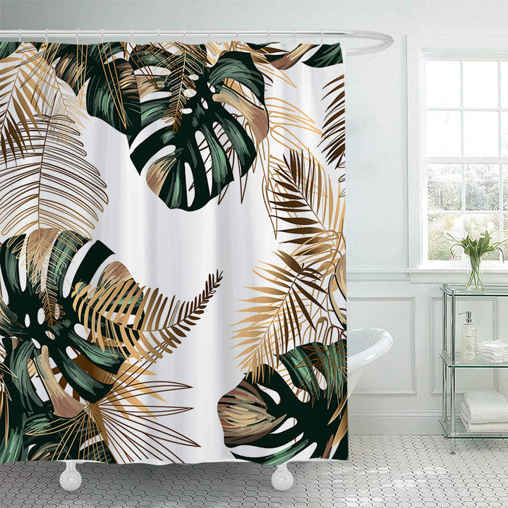 Tropical Leaf Print Shower Curtain Stornfield