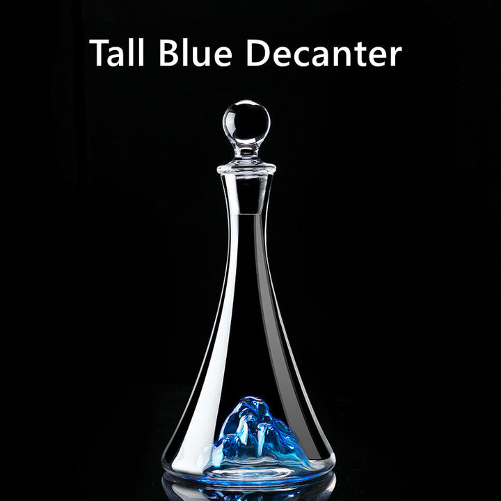 Crystal Glass Blue Stem Burgundy Wine Glass With Blue Mountain Wine Decanter Sets | Stornfield