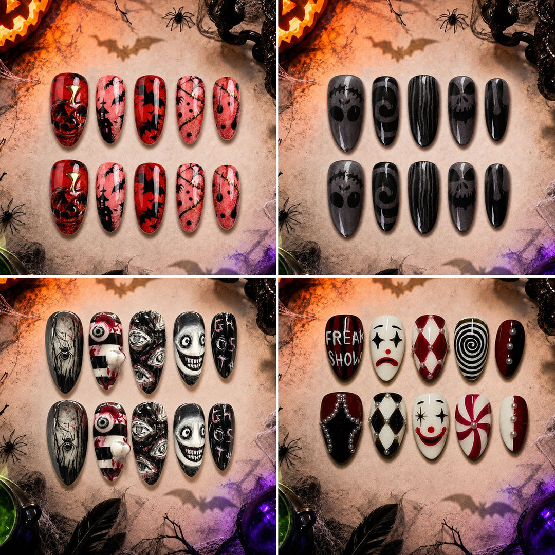 Acrylic nail set with creative Halloween motifs Stornfield