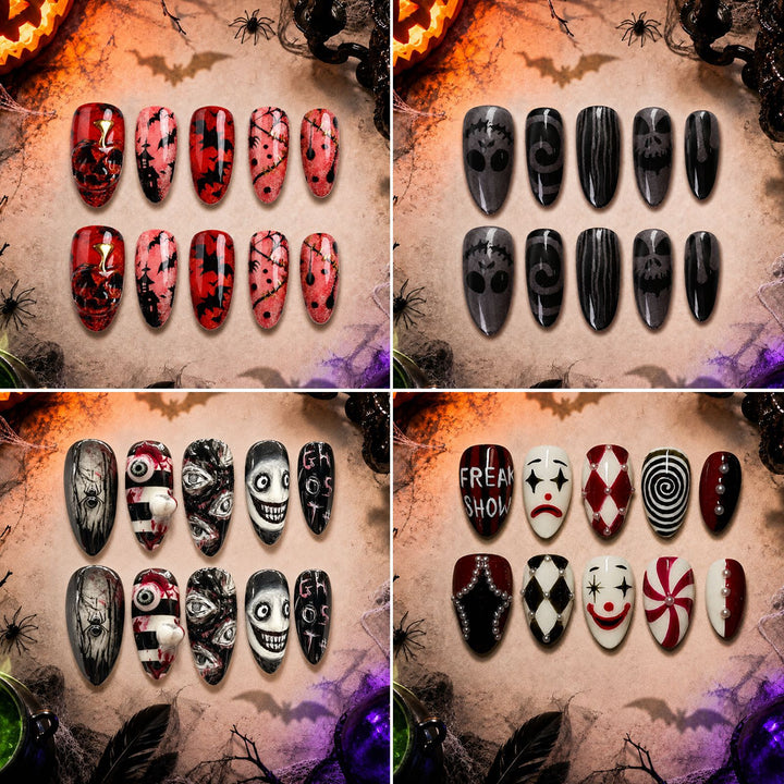 Acrylic nail set with creative Halloween motifs Stornfield