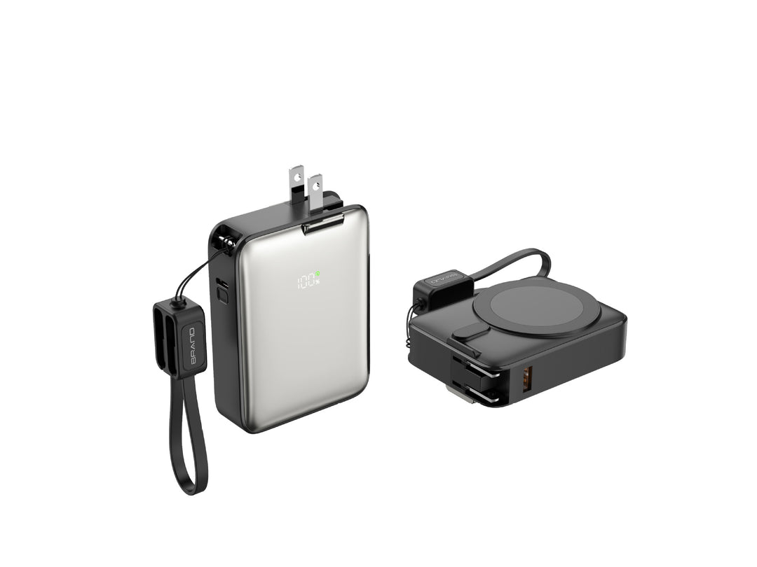 Portable power bank with integrated magnetic charger and smart LED display Stornfield