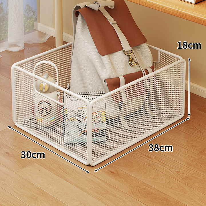 Under-Desk Rolling Mesh Utility Basket with Locking Swivel Wheels