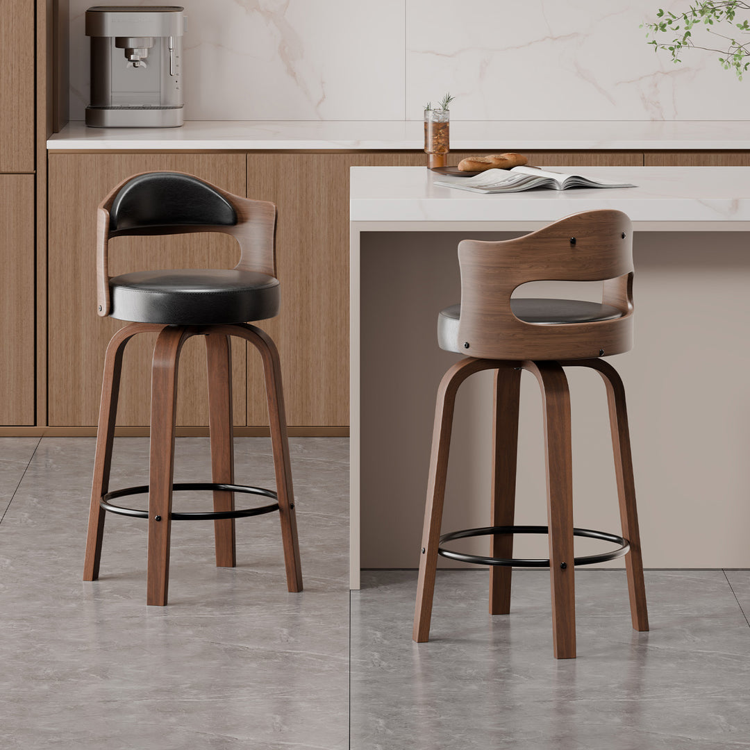 Modern Bar Stool with Unique Wooden Design and Rotating Seat Stornfield