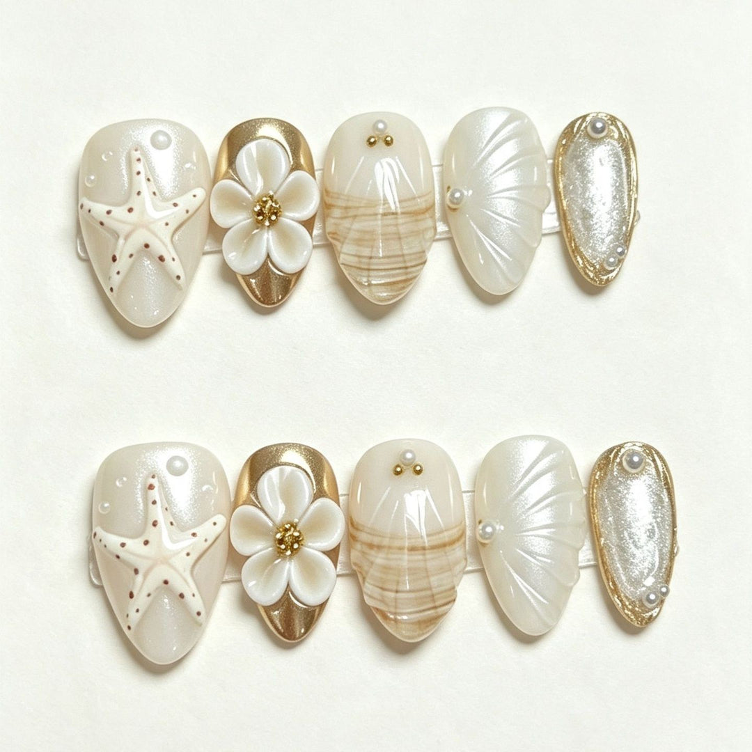 Artificial nail set with maritime motifs Stornfield