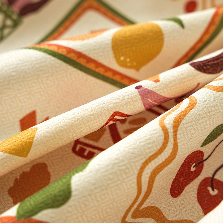 Rectangular tablecloth with retro-inspired tile pattern and cotton blend Stornfield