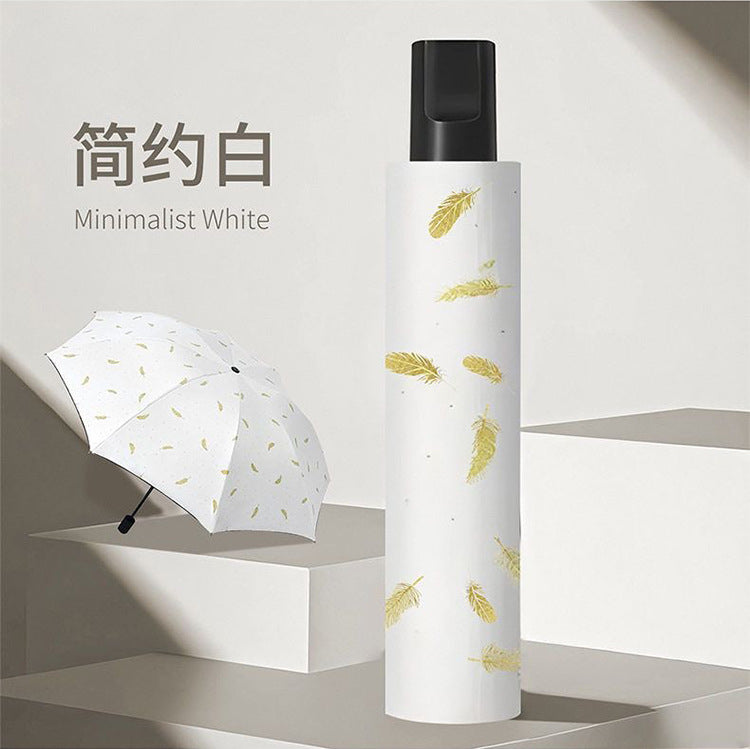 Women's Foldable Elegant Umbrella with Artistic Feather Design Stornfield