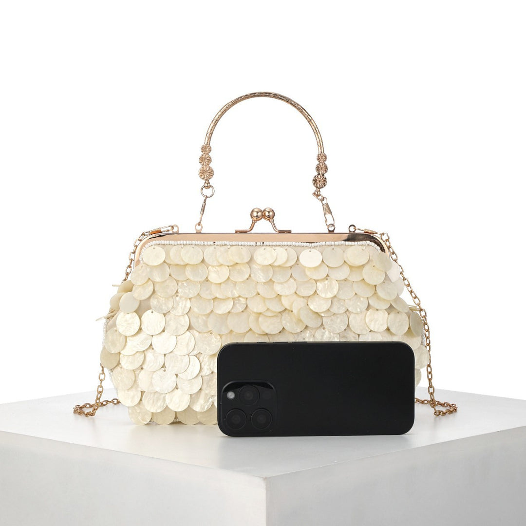 Elegant Shell-Sequined Evening Handbag