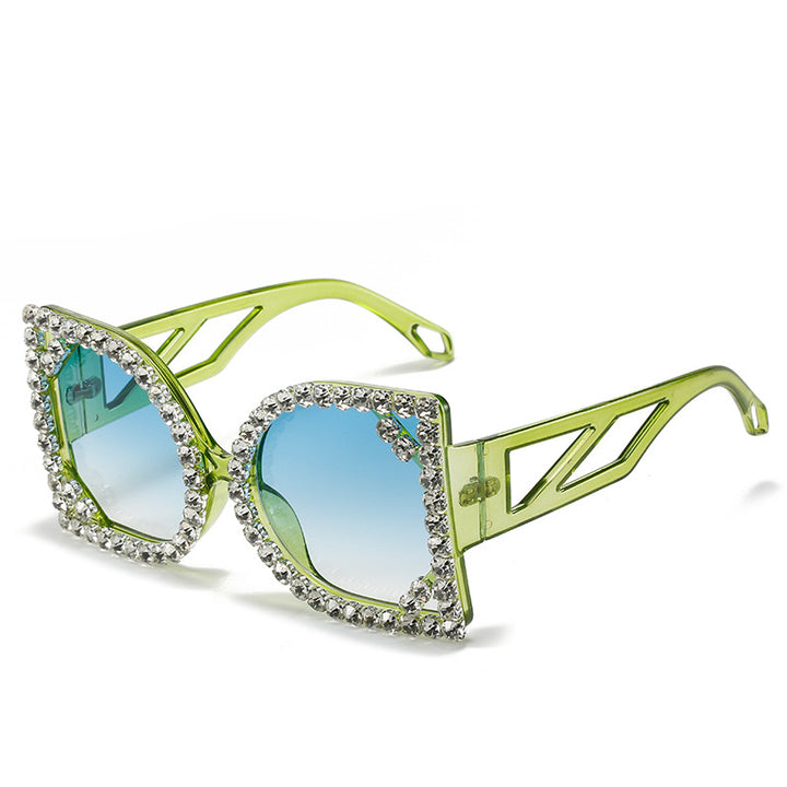 Statement Rhinestone-Embellished Hexagonal Sunglasses Stornfield
