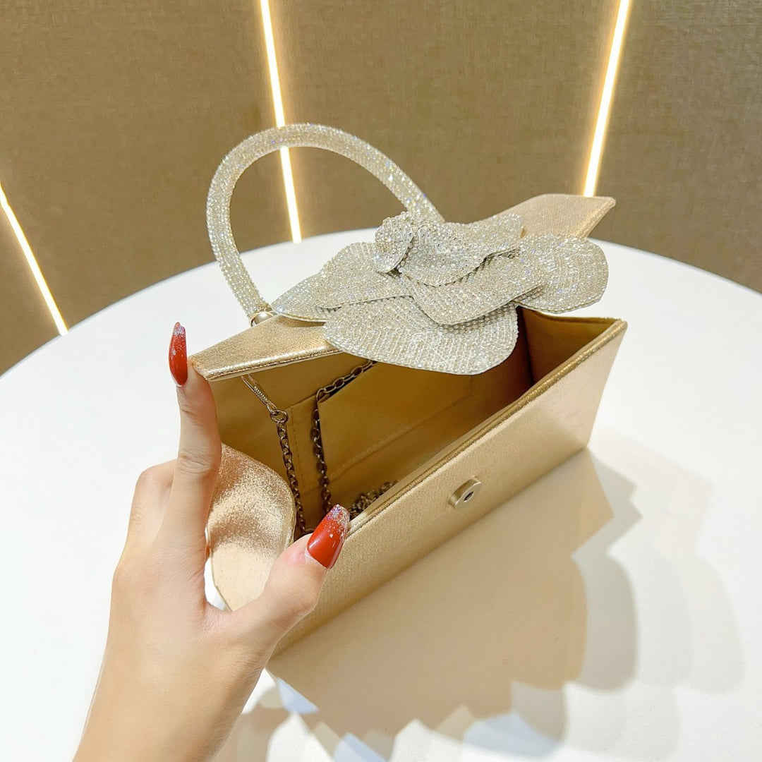 Glamorous Floral-Embellished Evening Handbag