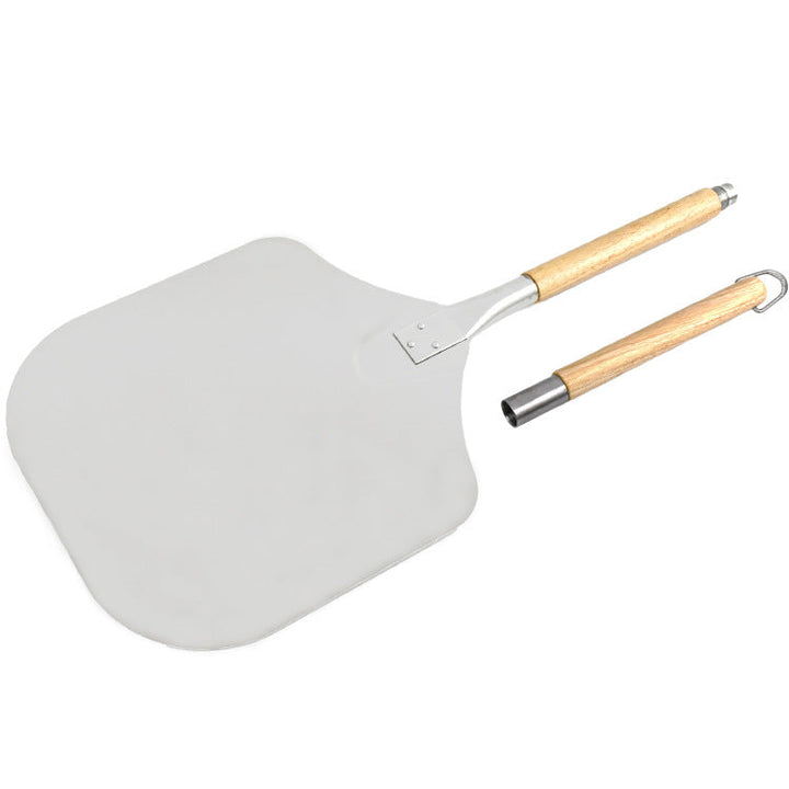 folding wooden handle aluminum pizza peel with removable dough scraper and bench knife set Stornfield