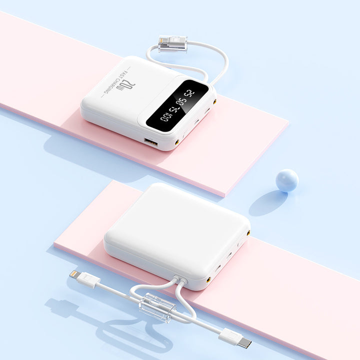 Portable power bank with integrated charging cable and digital display Stornfield
