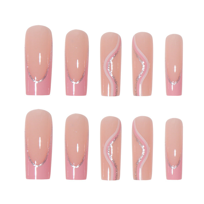Long Acrylic Press-On Nails with Rhinestone Accents Stornfield
