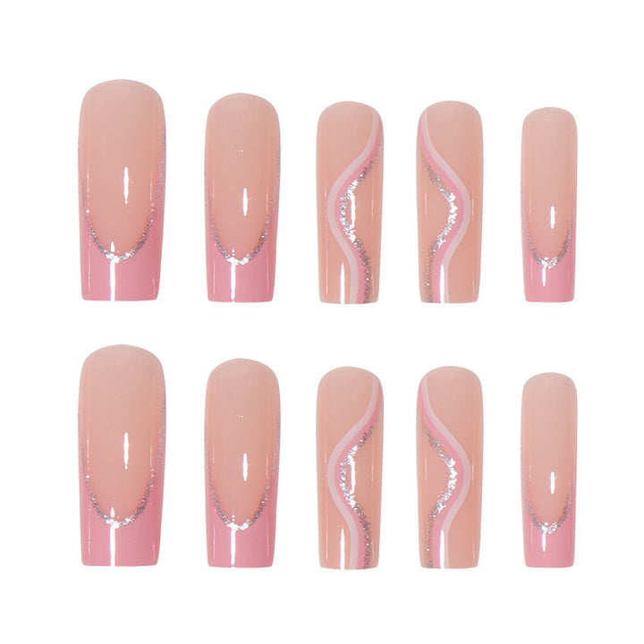 Long Acrylic Press-On Nails with Rhinestone Accents Stornfield