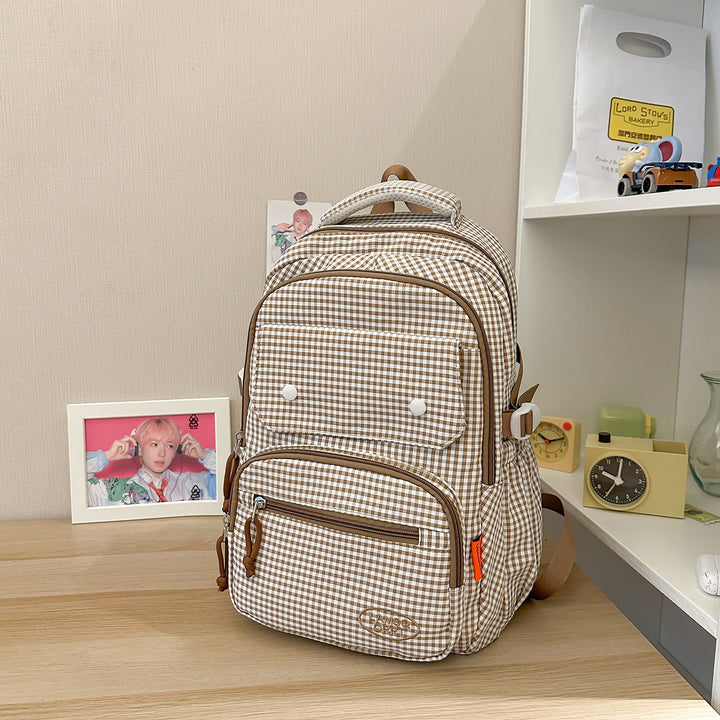 Gingham Print Multi-Pocket Backpack Stornfield