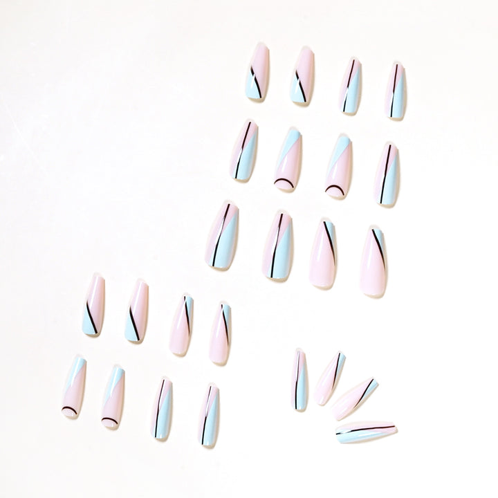 Artistic acrylic nails with geometric design Stornfield