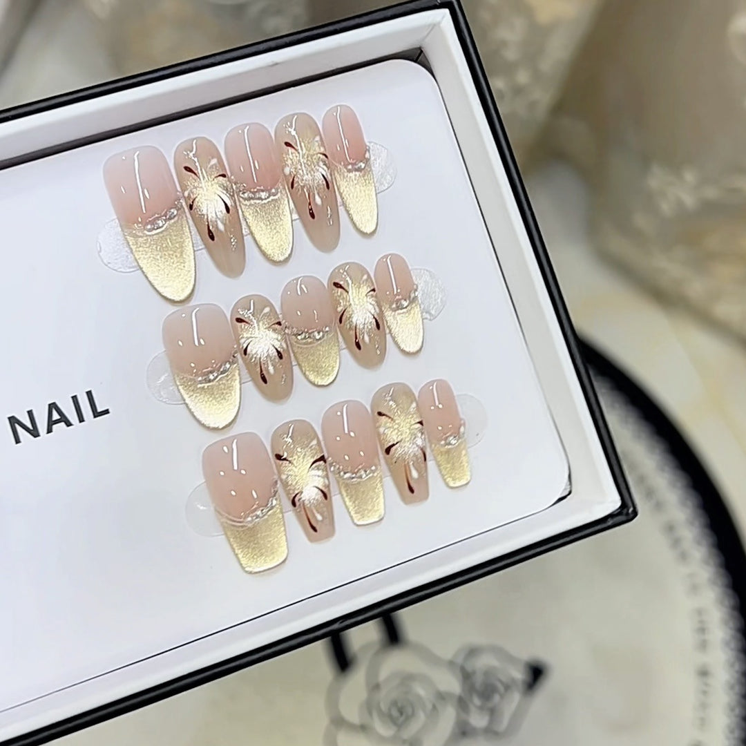 Artistic Floral Pattern Press-On Nail Set Stornfield