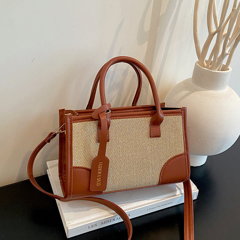 Structured Canvas and Faux Leather Tote