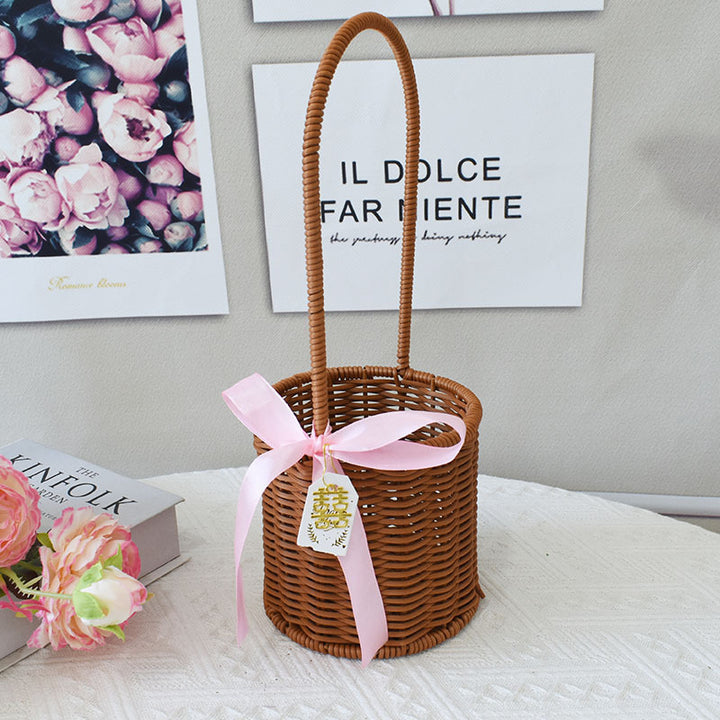 Chic Woven Handbag with Pearl Accent Stornfield