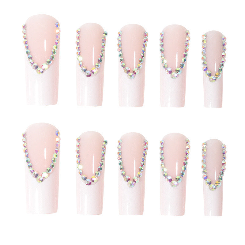 Artificial nail set with glamorous rhinestones and elegant tip decorations Stornfield
