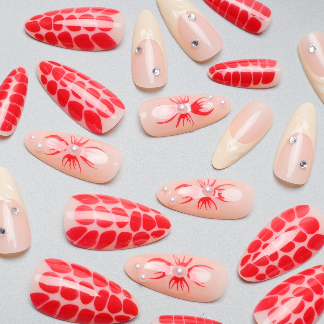 Artistic Floral and Texture Stiletto Nail Extensions Stornfield