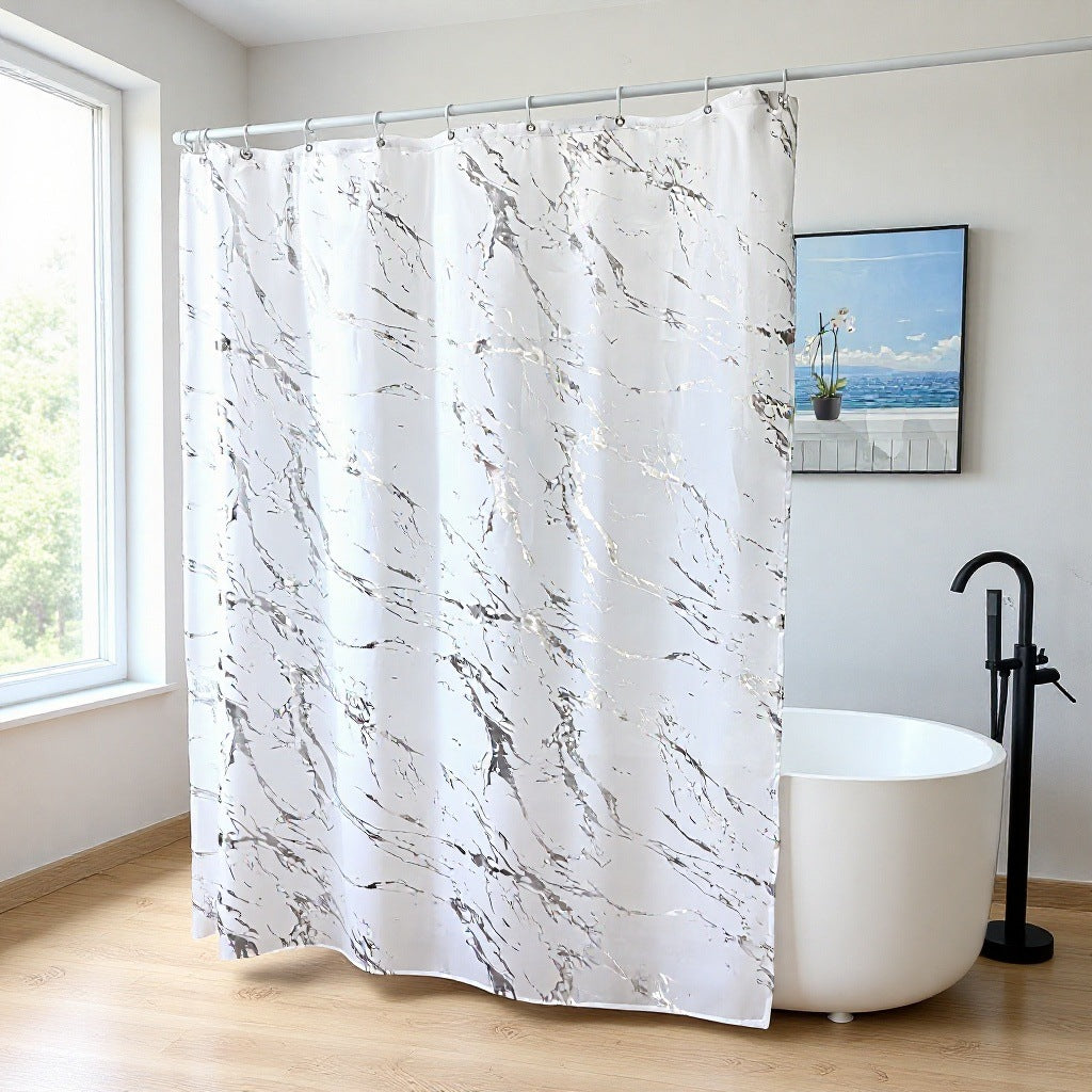 Marble Effect Waterproof Shower Curtain Stornfield