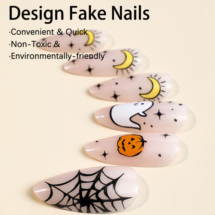 Creative Halloween Nail Art Set with Spider and Ghost Design Stornfield