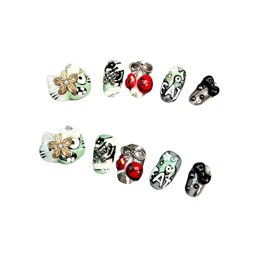 Playful Character Design Press-On Nail Art Set Stornfield