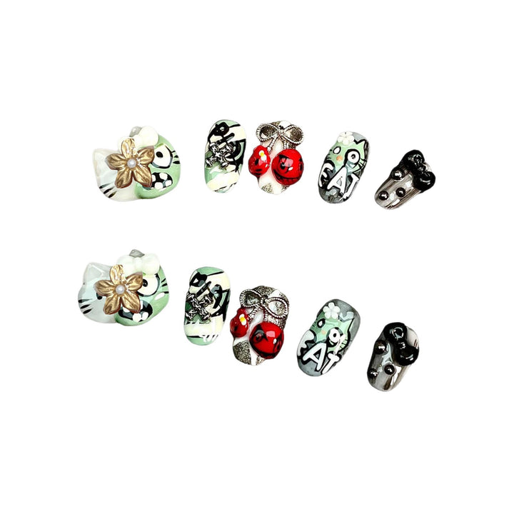 Playful Character Design Press-On Nail Art Set Stornfield