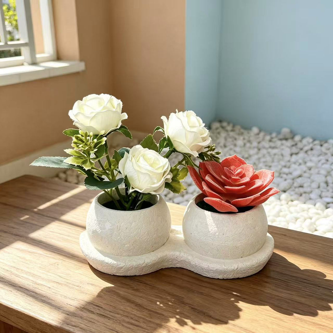 Decorative Succulent and Rose Arrangement for Home Decor