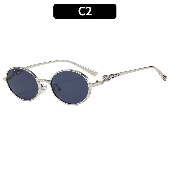 Stylish Round Sunglasses with Unique Metal Accents