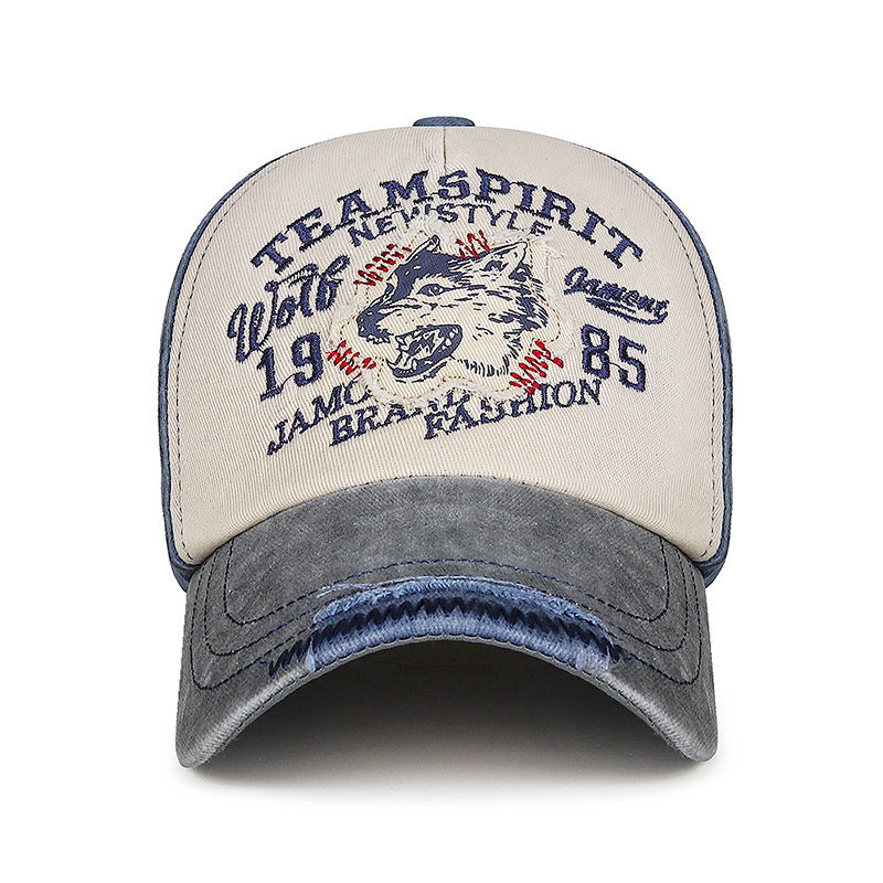 Men's Vintage-Inspired Embroidered Wolf Cap Stornfield