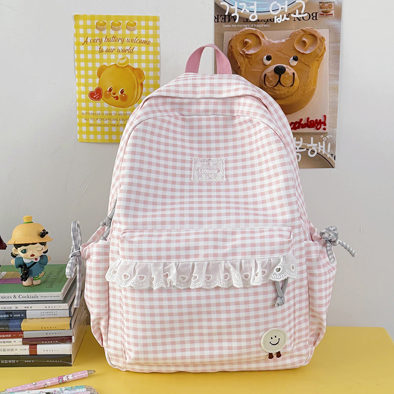 Cute Gingham Print Backpack Stornfield