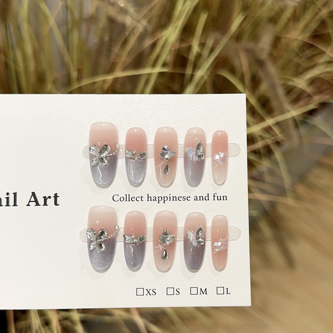 Elegant Floral Press-On Nail Art Set