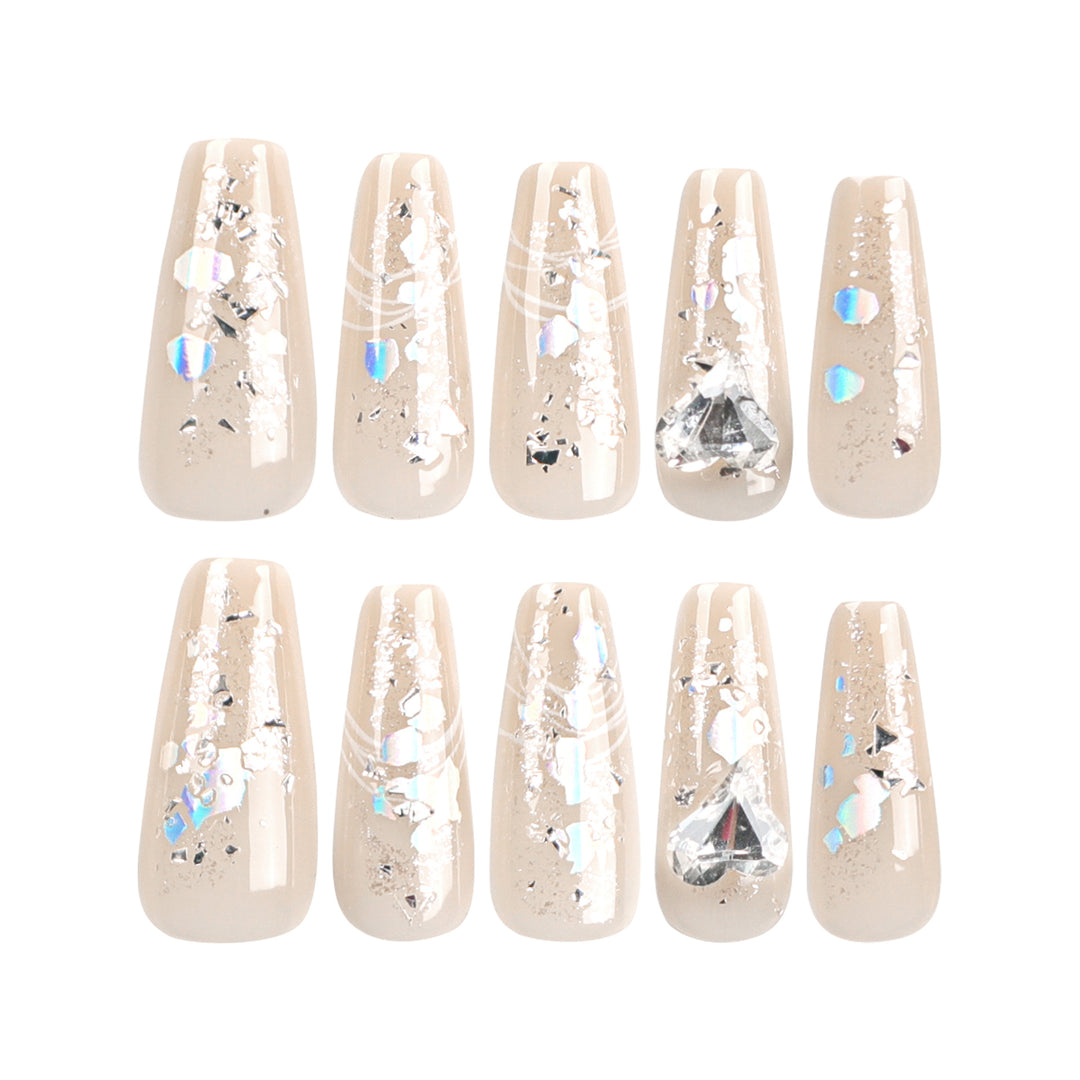 Elegant nail extensions with glitter and flower design Stornfield