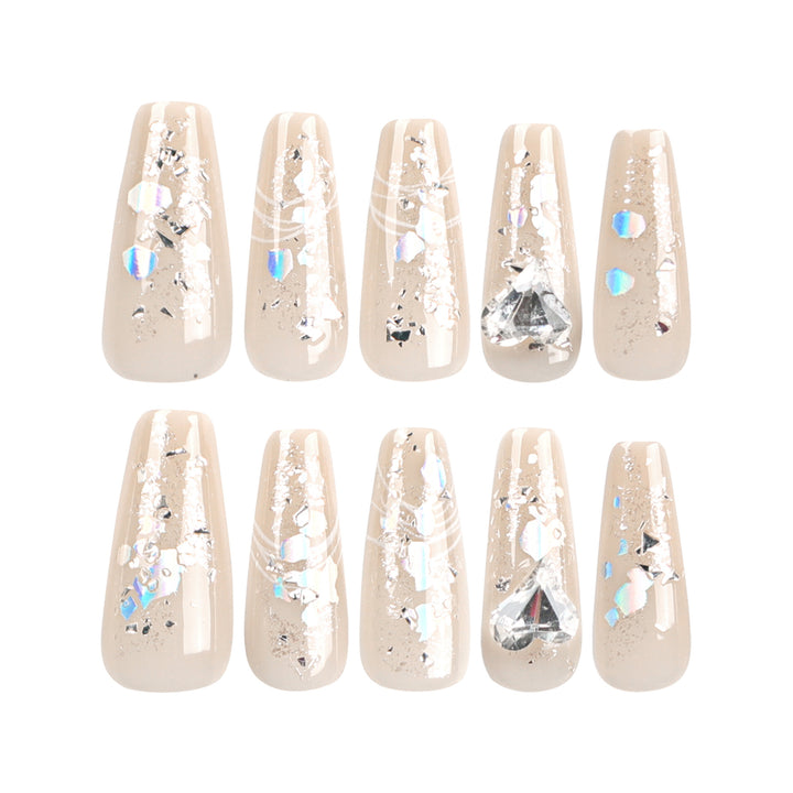 Elegant nail extensions with glitter and flower design Stornfield