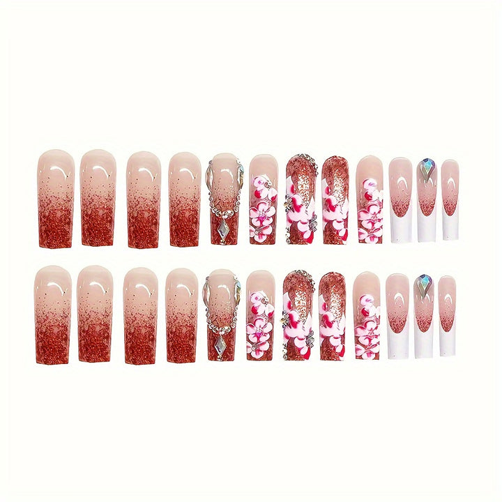 Designer Floral Acrylic Nail Art Stornfield