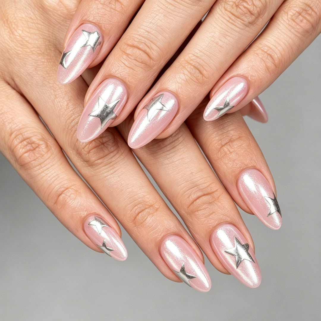 Star-Embellished Stiletto Nail Extensions
