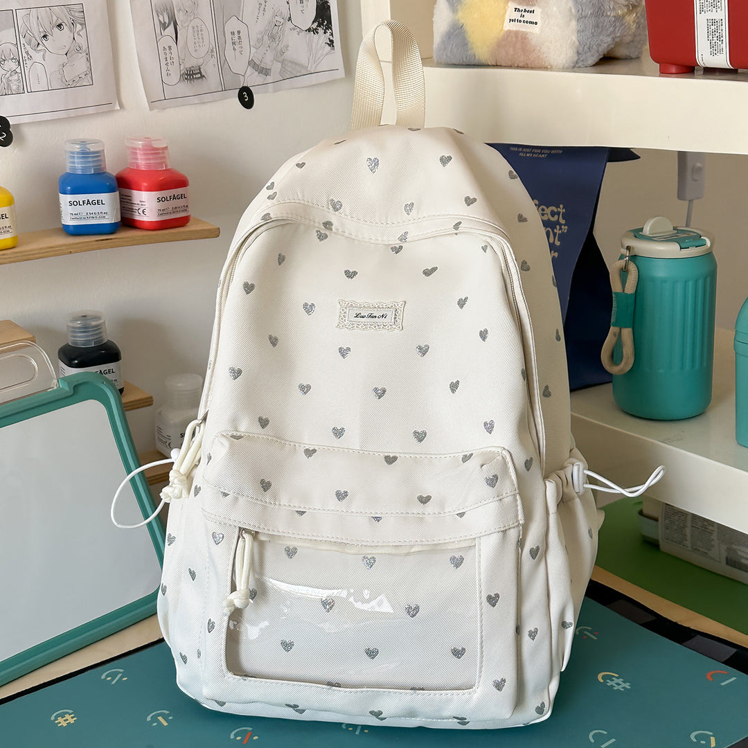 Heart-Print Stylish Backpack Stornfield