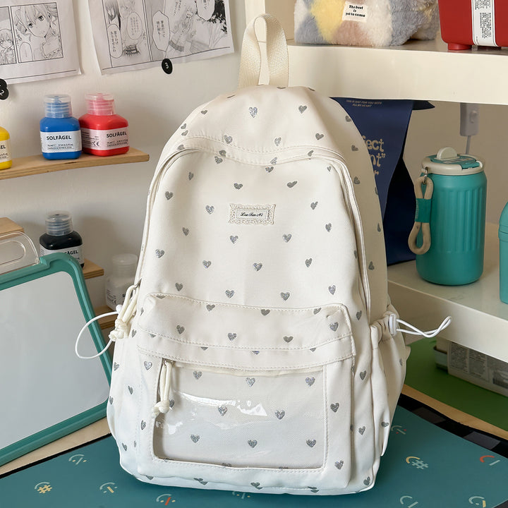 Heart-Print Stylish Backpack Stornfield
