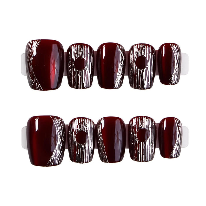 Chic Almond-Shaped Press-On Nail Set with Elegant Silver Accents Stornfield