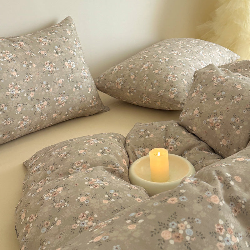 Plaid Cotton Sateen Duvet Cover and Pillowcase Bedding Set