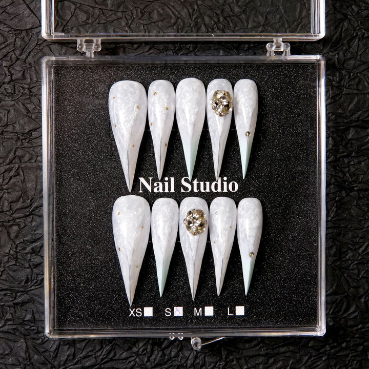 Premium Stiletto Press-On Nail Kit with Decorative Accents