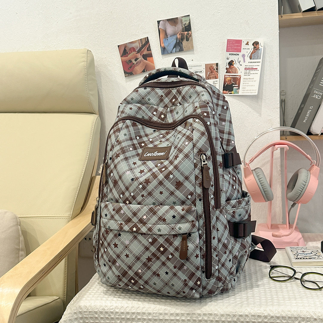 Stylish Plaid Design School Backpack Stornfield