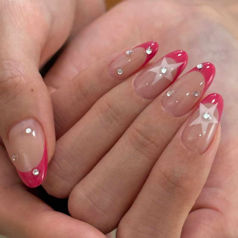 Decorative Press-On Nail Tips with Rhinestone Accents Stornfield