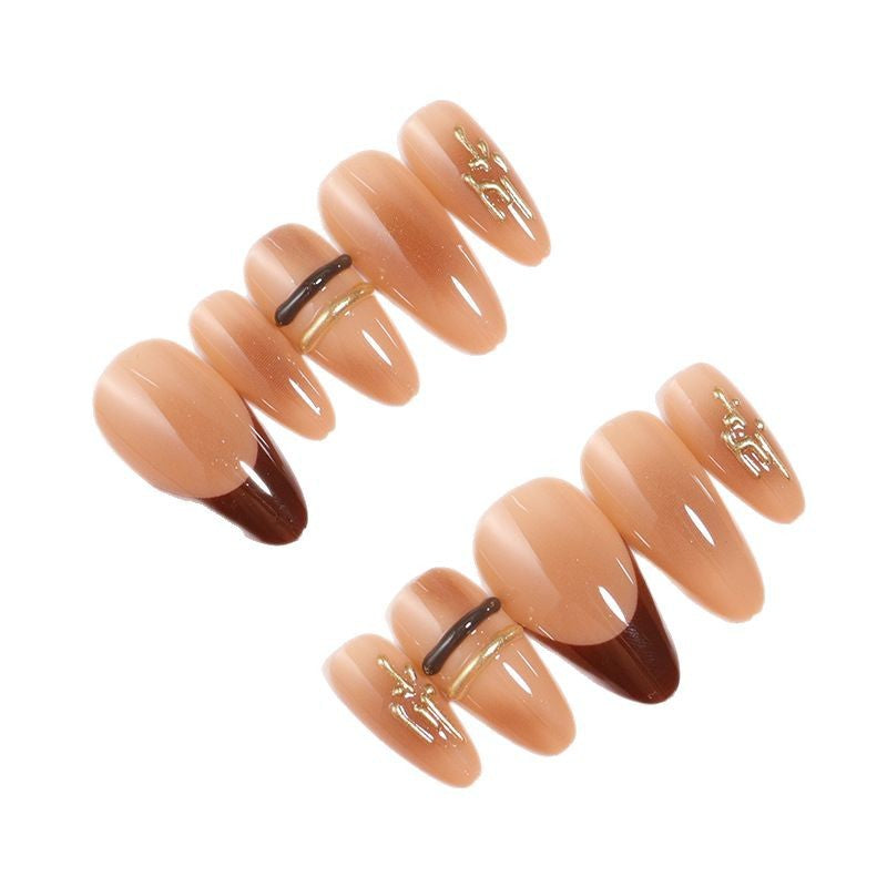 Elegant Ombre Press-On Nail Tips with Metallic Accents Stornfield