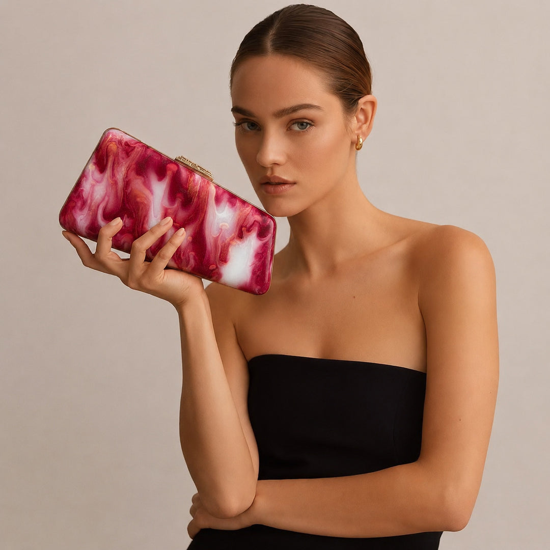 Artistic Floral Acrylic Clutch