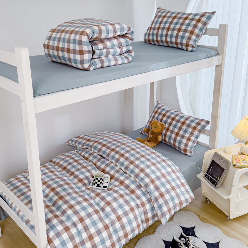 Lightweight Cotton Bunk-Bed Bedding Set with Duvet Cover Pillowcase and Fitted Sheet